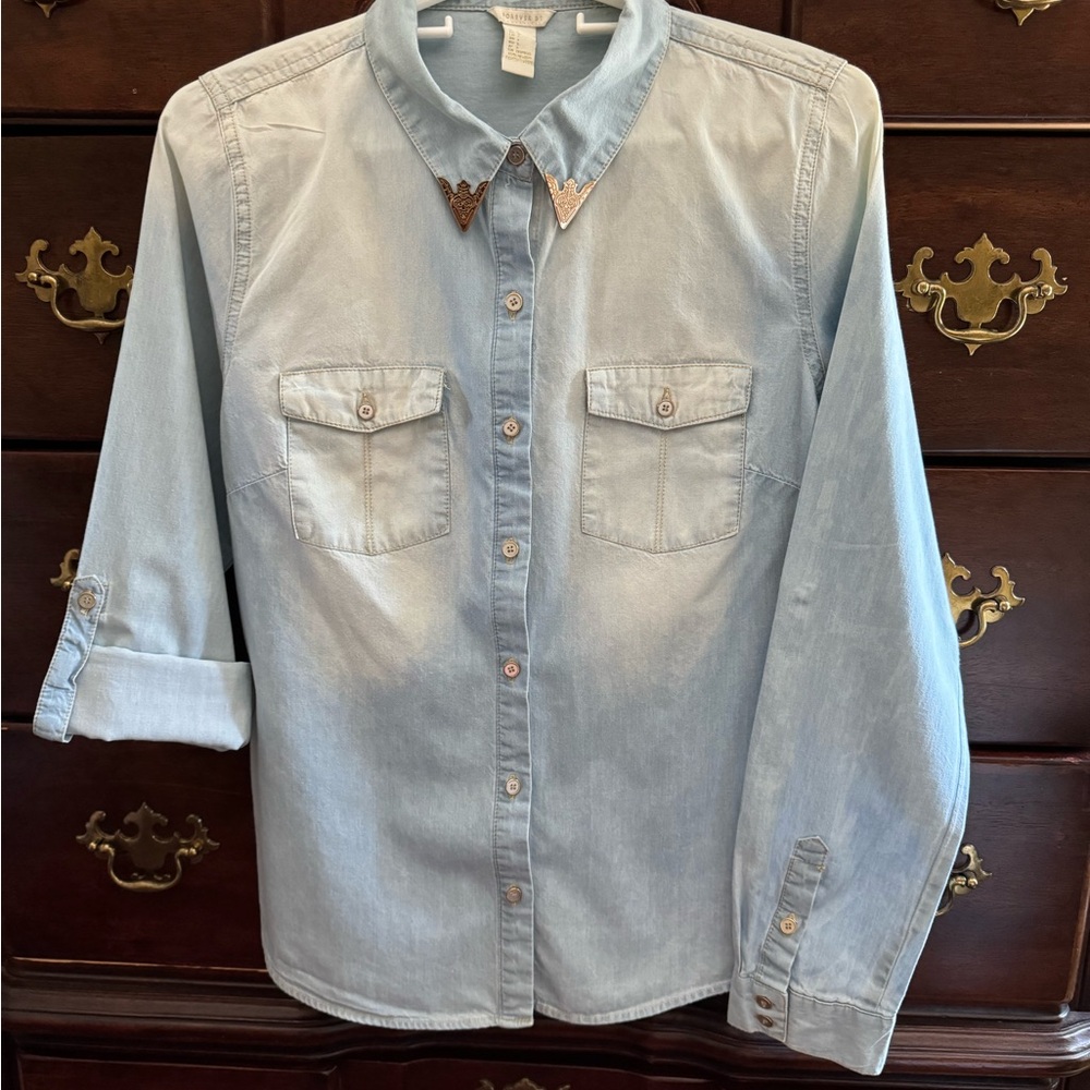 Forever 21 - faded light blue shirt size M.